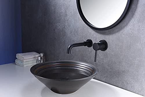 Wall Mount Bathroom Faucets Matte Black, Rough-in Valve Included