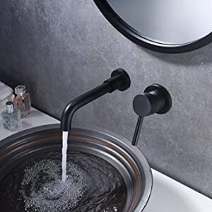 Wall Mount Bathroom Faucets Matte Black, Rough-in Valve Included