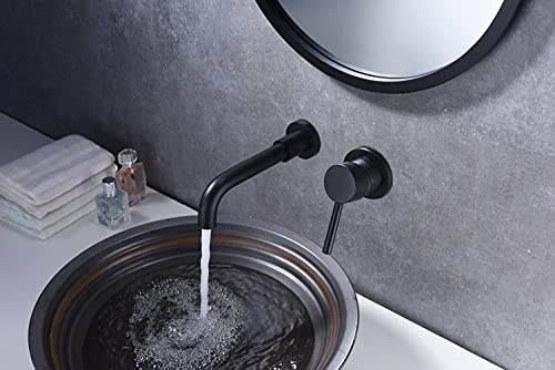 Wall Mount Bathroom Faucets Matte Black, Rough-in Valve Included