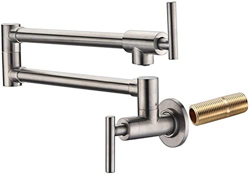 SUMERAIN Pot Filler Faucet Wall Mount,Brushed Nickel Finish and Dual Swing Joints Design