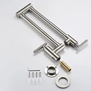 SUMERAIN Pot Filler Faucet Wall Mount,Brushed Nickel Finish and Dual Swing Joints Design