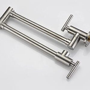 SUMERAIN Pot Filler Faucet Wall Mount,Brushed Nickel Finish and Dual Swing Joints Design