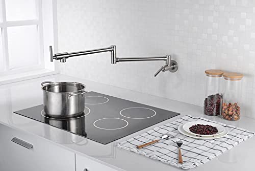 SUMERAIN Pot Filler Faucet Wall Mount,Brushed Nickel Finish and Dual Swing Joints Design