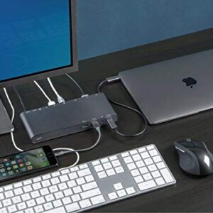 Monoprice USB-C Dual-Monitor Docking Station for USB-C Laptops, MST and Power Delivery up to 100 Watts with USB-C Cable, 4K@30Hz, 3.5mm Audio Outputs, Supports Windows, MacOS, Chrome OS, and Linux