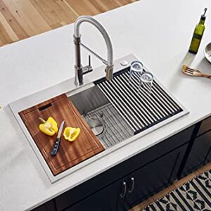 Ruvati 33 x 22 inch Workstation Drop-in Topmount Kitchen Sink 16 Gauge Stainless Steel Single Bowl - RVH8003