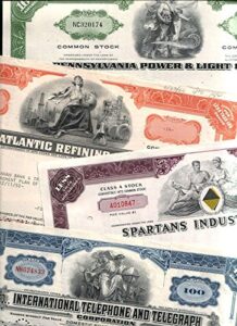 1965 no mint mark amazon special! 100 different rare original u.s. stocks, bonds and debentures @ 79c! many big names! lowest price on earth! 1 share to $5000 seller extra fine (average grade)