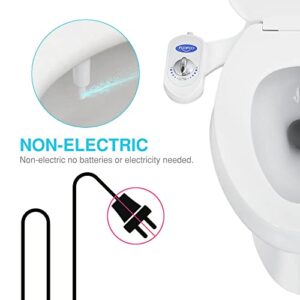 FOOFOO Bidet Fresh Water Spray Non-Electric Mechanical Self Cleaning Nozzles White for Toilet Attachment Easy to Install