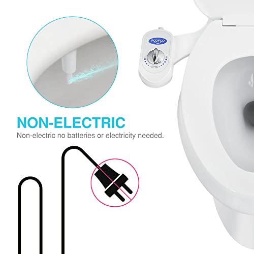 FOOFOO Bidet Fresh Water Spray Non-Electric Mechanical Self Cleaning Nozzles White for Toilet Attachment Easy to Install