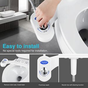 FOOFOO Bidet Fresh Water Spray Non-Electric Mechanical Self Cleaning Nozzles White for Toilet Attachment Easy to Install