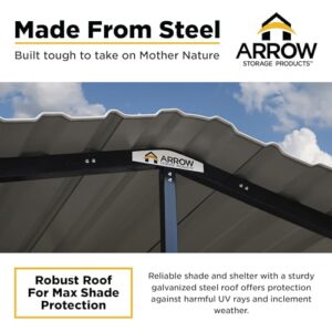 Arrow Shed 10' x 15' x 7' Carport Car Canopy with Galvanized Steel Horizontal Roof, Garage Shelter for Cars and Boats, Eggshell