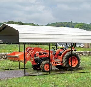 Arrow Shed 10' x 15' x 7' Carport Car Canopy with Galvanized Steel Horizontal Roof, Garage Shelter for Cars and Boats, Eggshell