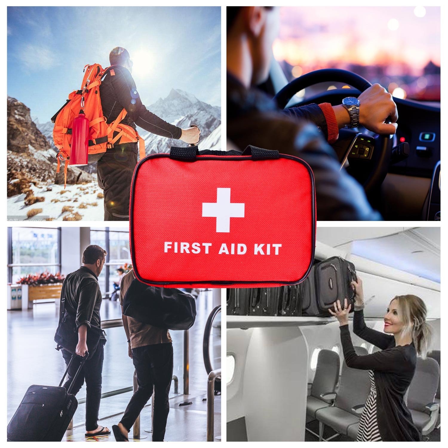 SlimK Small First Aid Kit for Car Travel & Outdoor Emergency Like Minor Cuts, Scratch, Burns & Sprain - 112 Pieces of Premium Sterile Emergency Kit First Aid Supplies - Compact & Lightweight Bag Red