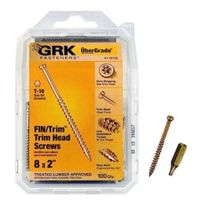 grk 119728#8 x 2" fin/trim™ finishing trim head screws 100 count