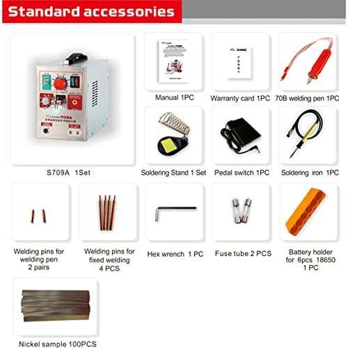 ZCM-JSD Spot Welder,709A Portable Soldering Station,Battery Welding Machine with Pen and Foot Pedal,for 18650 Lithium-ion Battery Pack Welding 0.3mm Nickel Strip