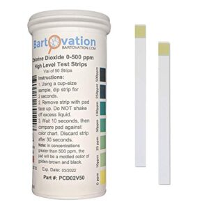 chlorine dioxide single factor test strips, 0-500 ppm [vial of 50 strips]