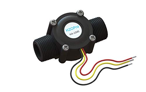 Flow Sensor, 3/4 Inch Male NPT, 3-Wire, Digital Pulse Output, Includes 10kOhm Pull-Up Resistor to VCC, Hall Effect Sensor