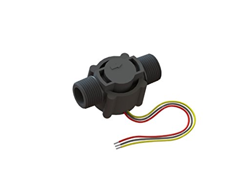 Flow Sensor, 3/4 Inch Male NPT, 3-Wire, Digital Pulse Output, Includes 10kOhm Pull-Up Resistor to VCC, Hall Effect Sensor