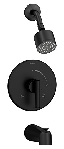 Symmons 3502-CYL-B-MB-1.5-TRM Dia Single Handle 1-Spray Tub and Shower Faucet Trim with Brass Escutcheon in Matte Black - 1.5 GPM (Valve Not Included)