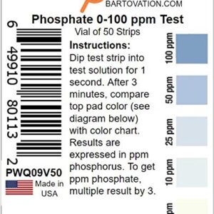 Phosphorus and Phosphate Detection Test Strips, 0-100 ppm [Vial of 50 Strips]