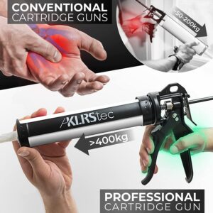 KLRStec Professional Caulking Gun [25:1 Thrust Ratio] Heavy Duty Caulk Gun for All Standard 10oz / 300ml / 1/10 Gallon Sealant and Adhesive Cartridges