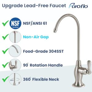 Puroflo Brushed Nickel Reverse Osmosis Faucet, NSF Certified Lead-Free Drinking Water Faucet for Under Sink Water Filtration System, Non-Air Gap Brushed RO Faucet, Filtered Water Faucet FLR-575BN