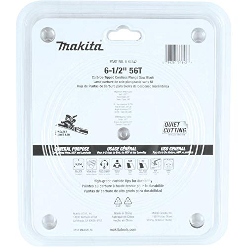 Makita B-57342 6-1/2" 56T Carbide-Tipped Cordless Plunge Saw Blade