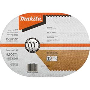 makita b-12669-10 7" x 1/16" x 7/8" inox thin cut-off wheel, 60 grit, 10/pk