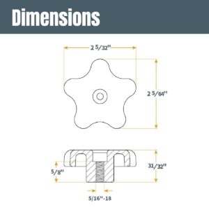 POWERTEC 71121 T Track Knob Kit w/ Threaded Knobs and 5/16”-18 T Slot Bolts, 16-Piece Set, T Track Accessories for Woodworking Jigs and Fixtures