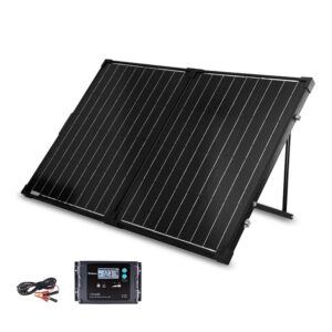 renogy 100 watt 12 volt portable solar panel with waterproof 20a charger controller foldable 100w solar suitcase with adjustable kickstand for power station, 100w panel-20a controller, black