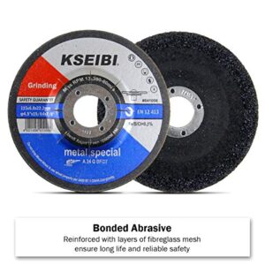 KSEIBI 651006 Grinding Wheels 10-Pack, Aluminum Oxide Discs for Metal & Stainless Steel, 4-1/2" x 1/4" x 7/8", Aggressive Grinding for Angle Grinders, Depressed Center Design