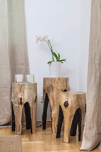 Tree Stump Coffee Tables (Set of 3), Small Wooden Tea Tables, Log Furniture, Rustic Side Tables, Log Stools, Wooden Side Tables