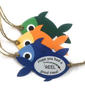 fishing theme party favor fish gift tags - set of 12