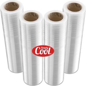 stretch wrap industrial strength 4 pack 18" 1100 sqft 80 gauge extra thick (20 micron) shrink wrap roll for moving supplies, furniture, pallets, plastic wrap for packing, heavy duty stretch film