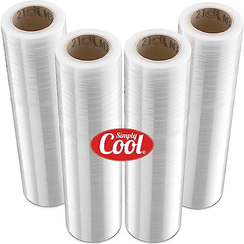 Stretch Wrap Industrial Strength 4 Pack 18" 1100 SqFt 80 Gauge Extra Thick (20 Micron) Shrink Wrap Roll for Moving Supplies, Furniture, Pallets, Plastic Wrap for Packing, Heavy Duty Stretch Film