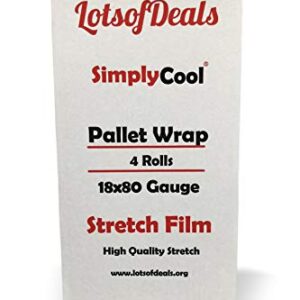 Stretch Wrap Industrial Strength 4 Pack 18" 1100 SqFt 80 Gauge Extra Thick (20 Micron) Shrink Wrap Roll for Moving Supplies, Furniture, Pallets, Plastic Wrap for Packing, Heavy Duty Stretch Film