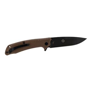 ABKT Desert Scavenger Elite Tactical Folding EDC Pocket Knife – 3.5 Inch Drop Point D2 Steel, Stone Washed Blade with Tan 4.5 Inch G10 Handle