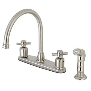 kingston brass fb798dxsp concord center set kitchen faucet, 8-3/4" in spout reach, brushed nickel