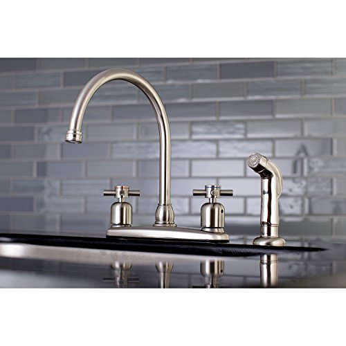 Kingston Brass FB798DXSP Concord Center Set Kitchen Faucet, 8-3/4" in Spout Reach, Brushed Nickel
