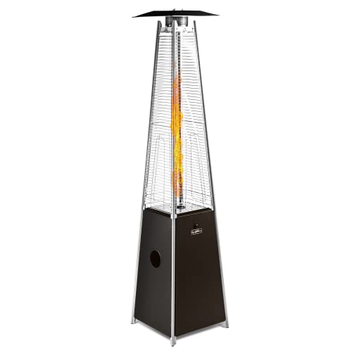 Legacy Heating Pyramid Patio Heater, 40000BTU Outdoor Patio Heater, Quartz Glass Tube Propane Heaters for Patio with Wheels, Triple Protection System, for Patio Backyard Garden Pool, Mocha