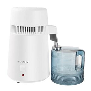 rovsun 1.1 gallon/4l water distiller w/bpa-free container & all stainless steel interior for home use, distilled water machine maker purifier filter countertop, distilling pure water maker, 750w