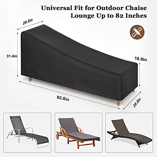 F Fellie Cover Chaise Lounge Cover, 82" Lounge Chair Covers Waterproof Outdoor, Breathable Polyester Durable Fading Resistant Chaise Cover, 82L x 30W x 31H Inch, 1 Pack, Black