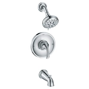 moen idora chrome posi-temp tub and shower set with showerhead, lever handle, tub spout and valve included, 82115