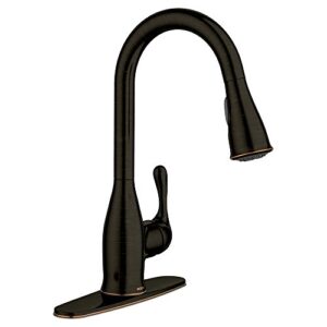 moen kaden single-handle pull-down sprayer kitchen faucet with reflex and power clean in mediterranean bronze