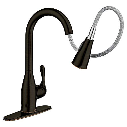 MOEN Kaden Single-Handle Pull-Down Sprayer Kitchen Faucet with Reflex and Power Clean in Mediterranean Bronze