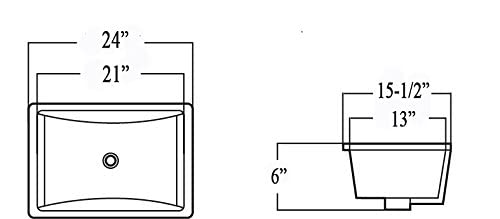 KINGSMAN Durable 21.5 Inch Rectangle Undermount Drop In Vitreous Ceramic Lavatory Vanity Bathroom Restroom Sink Pure White (21.5 Inch)