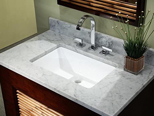 KINGSMAN Durable 21.5 Inch Rectangle Undermount Drop In Vitreous Ceramic Lavatory Vanity Bathroom Restroom Sink Pure White (21.5 Inch)