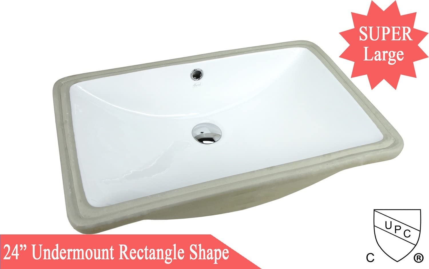 KINGSMAN Durable 21.5 Inch Rectangle Undermount Drop In Vitreous Ceramic Lavatory Vanity Bathroom Restroom Sink Pure White (21.5 Inch)