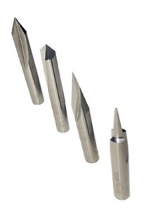 foos - engraving cnc wood carving router bit set - 4pcs - solid carbide - 1/4” shanks - veteran owned = profile + carving liner + 2 v groove usa veteran owned