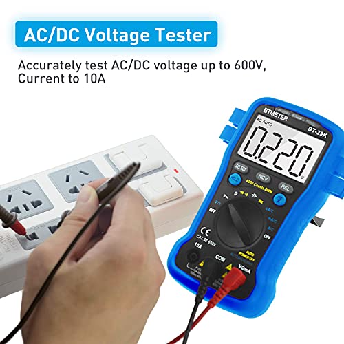 BTMETER BT-39K Multimeter with Case, 4000 Count Volt Ohm Amp Meter Autoranging DMM for AC/DC Current, Voltage, Resistance Frequency Tester, with NCV, Audible Continuity, Diode, Auto Backlight Meter