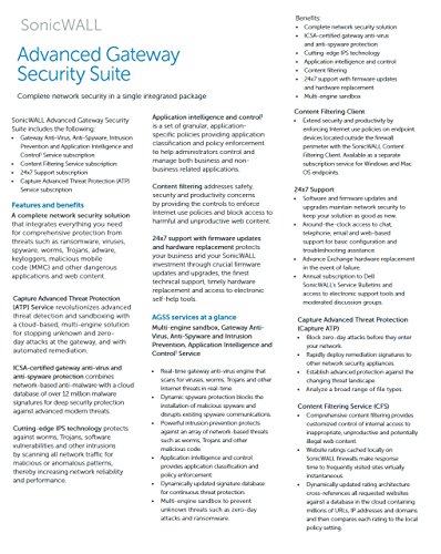 SonicWall NSA 2600 1YR Adv Gtwy Security Suite 01-SSC-1470